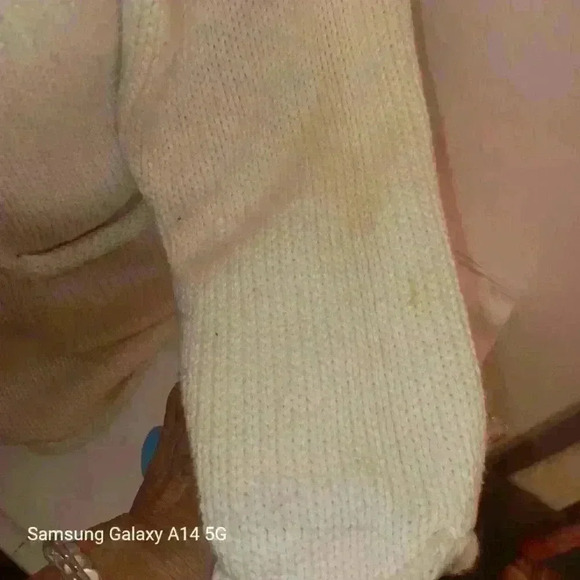 Women's Cherokee 100% Cotton Chunky Collared Ivory Sweater Cardigan Pockets - Picture 9 of 9